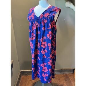 Vintage Ui-Maikai Blue Red Floral Hawaiian Muumuu Dress READ